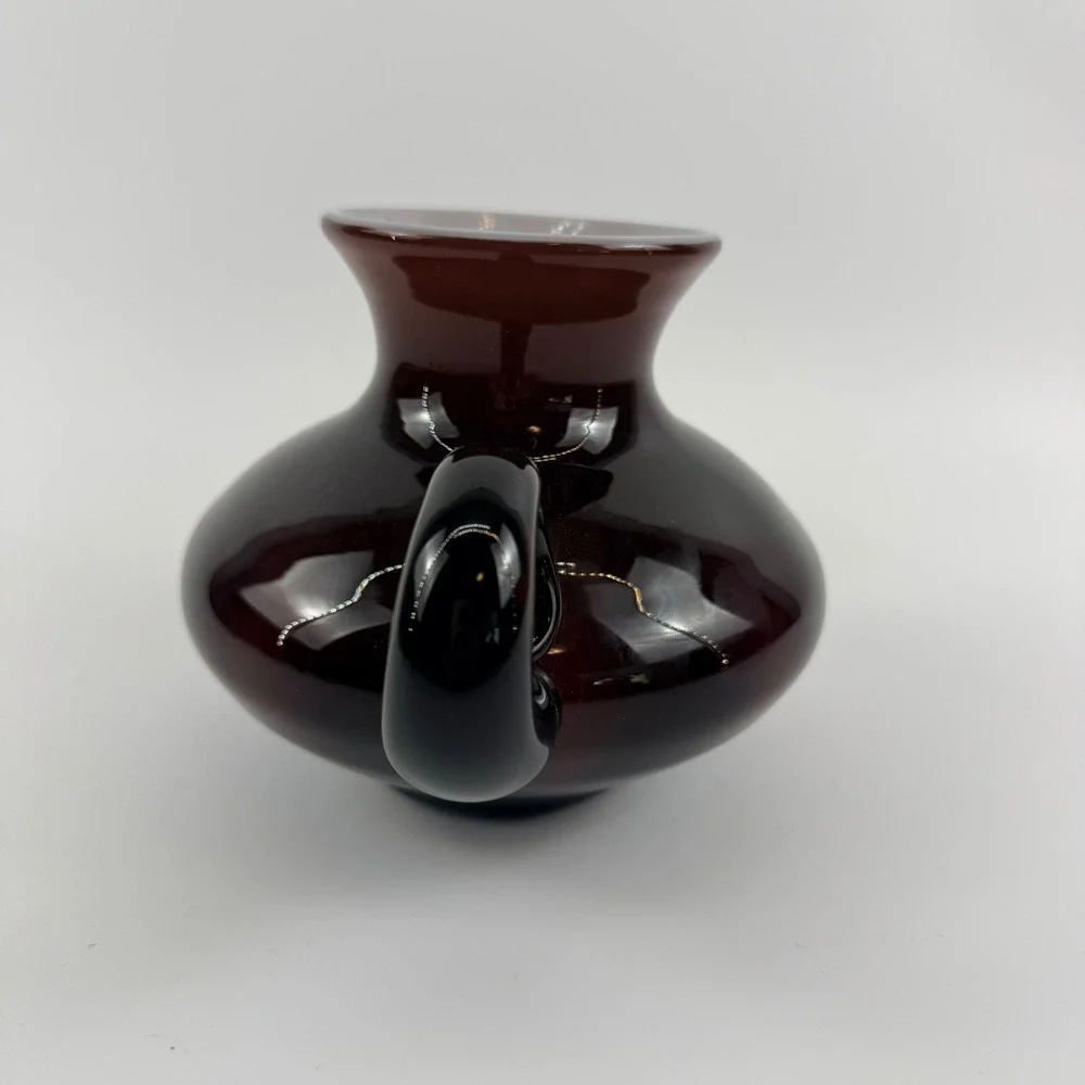 Vintage Bischoff Amethyst Cased Glass Two Handle Vase Decanter A-3 1959 Catalog